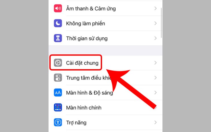 Vào phần Cài đặt để chọn Cài đặt chung.