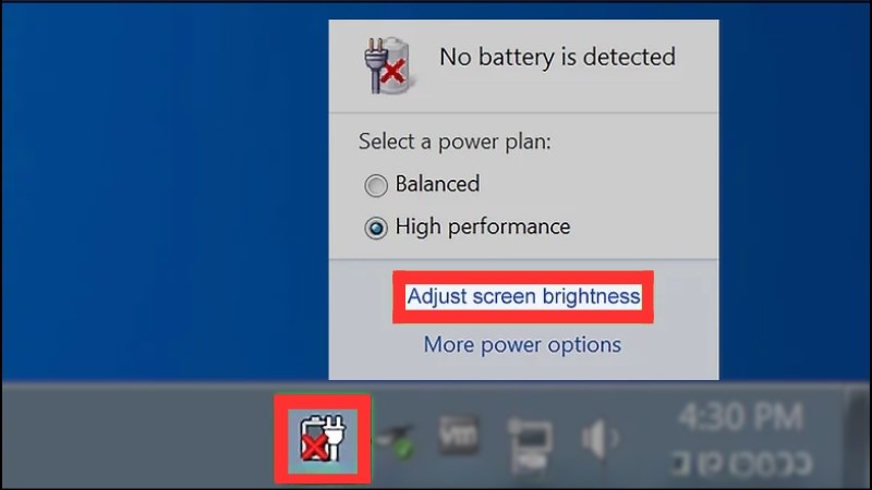 Chọn Adjust screen brightness
