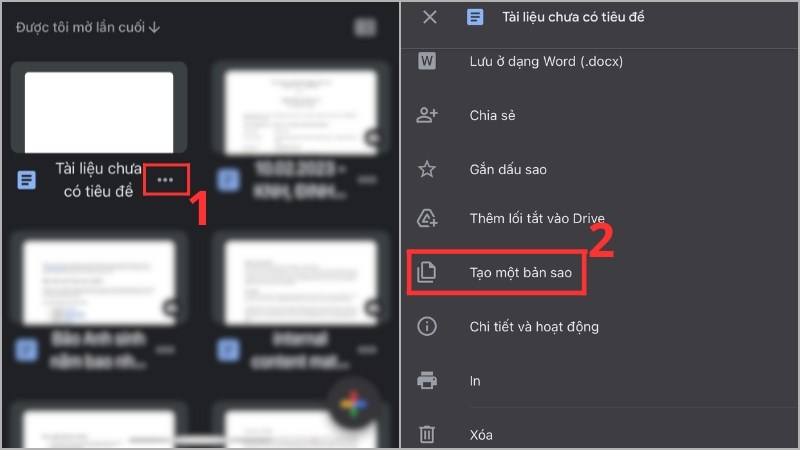 Chọn biểu tượng Tạo bản sao để sao chép file