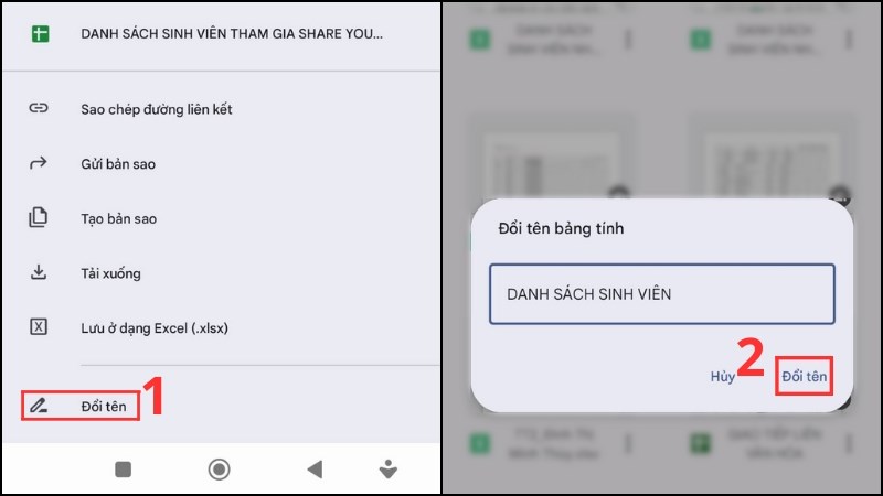 Nhấn vào biểu tượng hình cây bút (Đổi tên) > Nhập tên mới bạn muốn đổi
