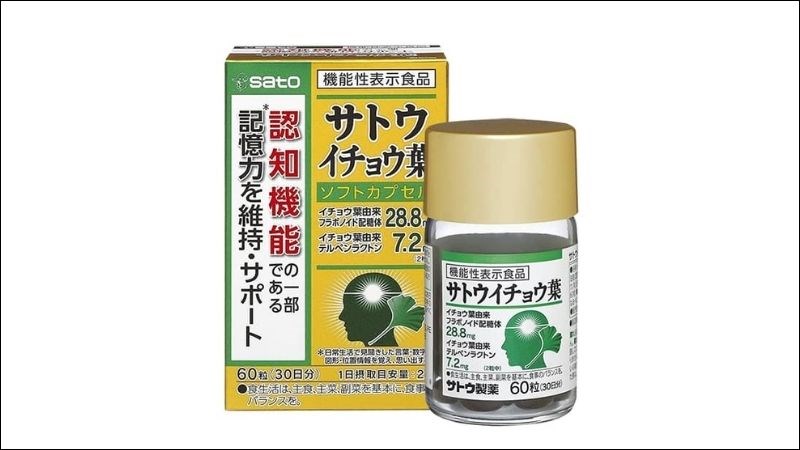 Viên uống Sato Ginkgo Biloba Nhật Bản giúp ngăn ngừa suy giảm trí nhớ ở người già