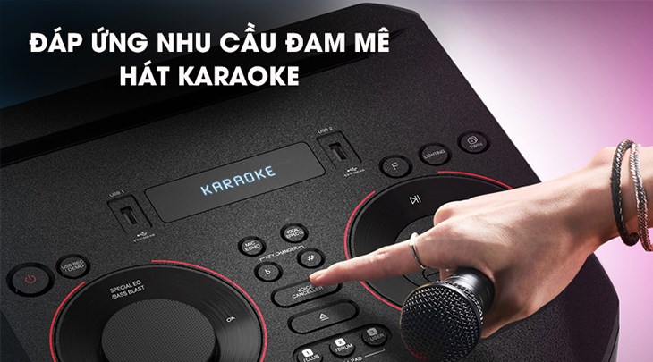 Loa LG XBoom RN5 trang bị chế độ hát Karaoke và điều chỉnh hiệu ứng giọng hát Voice Effect tiện lợi