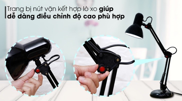 Đèn bàn học Điện Quang DKL14 B có các khớp xoay chuyển linh hoạt, tiện sử dụng