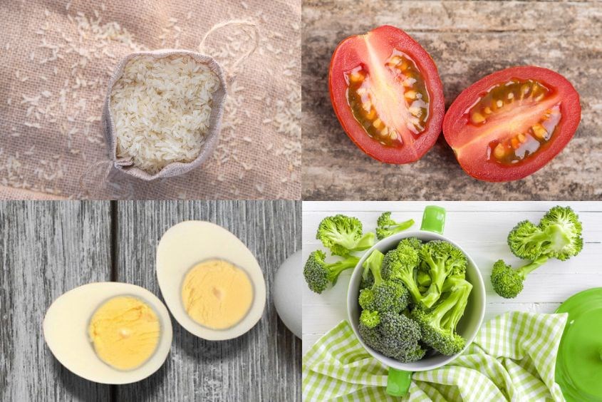 Làm cháo trứng cà chua cho bé ăn dặm với súp lơ