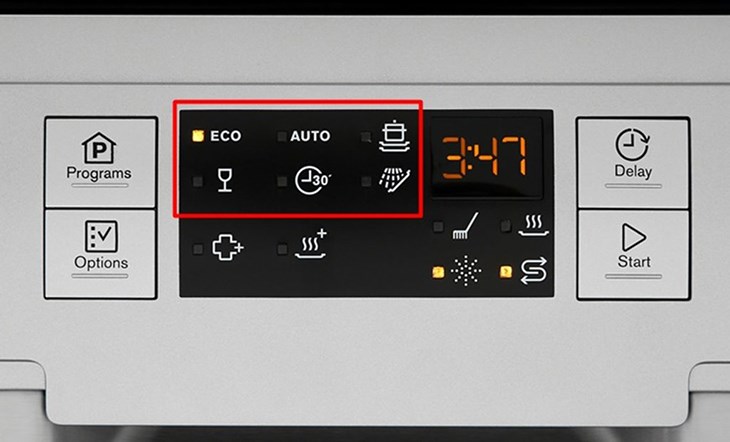 Đèn báo chu trình rửa để thông báo máy đang rửa hay đang sấy khô