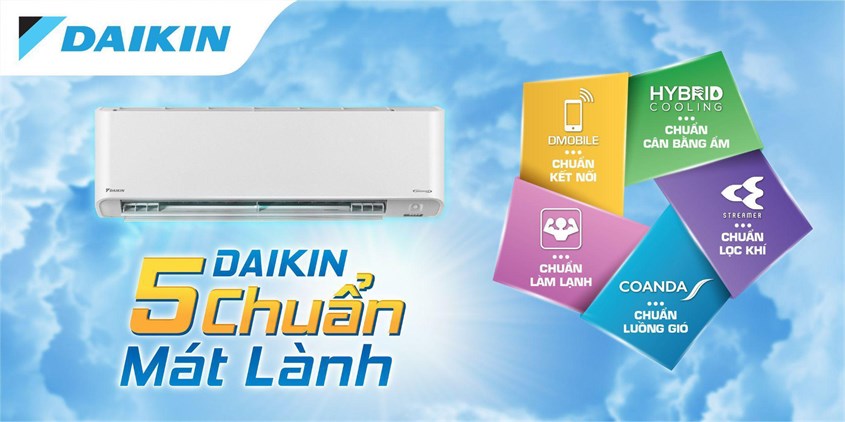 Máy lạnh Daikin Inverter 1 HP FTKZ25VVMV tích hợp nhiều công nghệ hiện đại, đạt 5 chuẩn mát lành