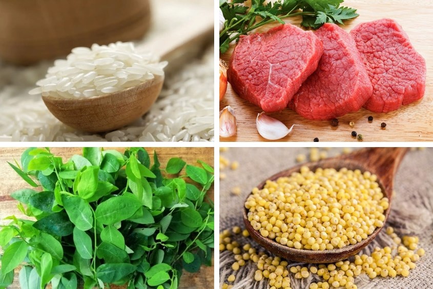 Món cháo thịt bò rau ngót cho bé nấu cùng hạt kê 