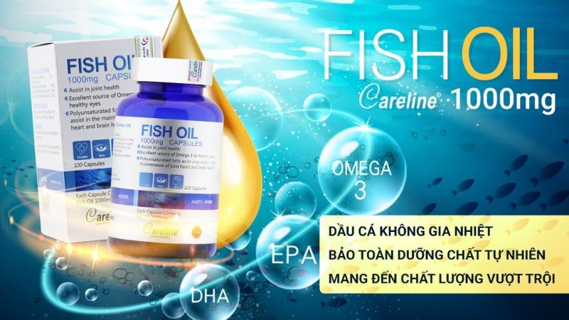 Viên dầu cá hồi bổ não sáng mắt Fish Oil Careline chiết xuất từ cá hồi Úc