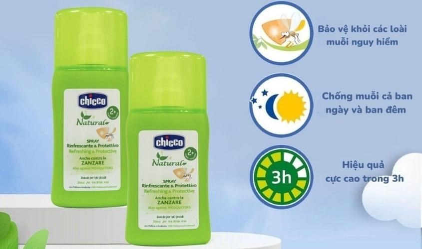 Xịt đa năng xua muỗi Chicco 100 ml hương chanh sả (từ 2 tháng)
