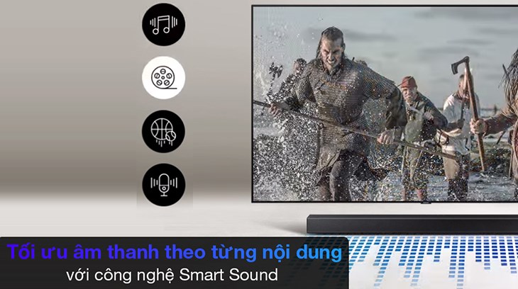 Loa thanh Samsung HW-T420 tích hợp tính năng Smart Sound giúp tối ưu âm thanh với từng nội dung hiển thị