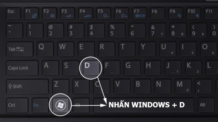 Bạn nhấn tổ hợp phím Windows và D