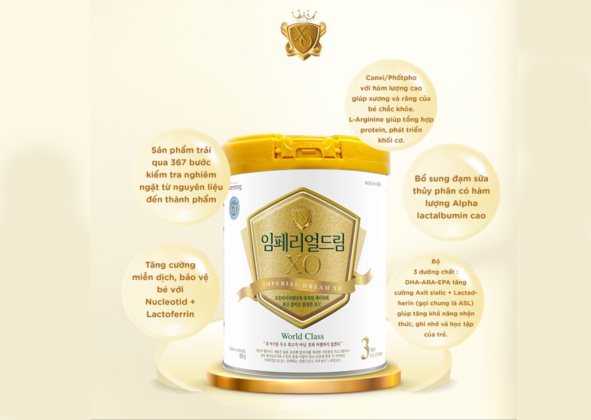 Sữa XO4 Imperial Dream có nhiều thành phần dinh dưỡng cao