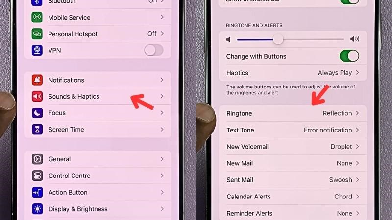 Vào phần Ringtone trong Sounds & Haptics