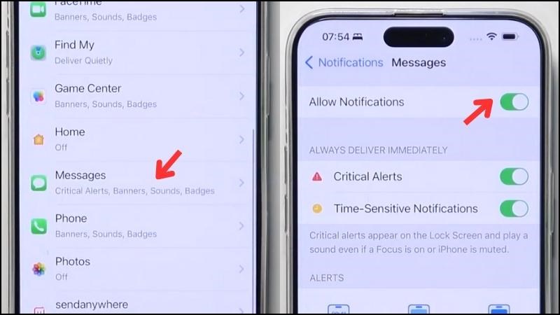 Tắt Allow Notifications để tắt thông báo cho ứng dụng