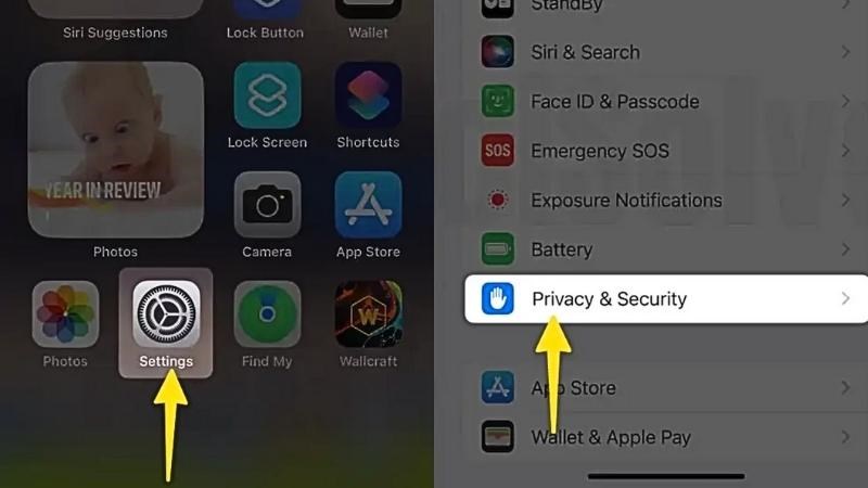 Vào Settings và chọn Privacy & Security