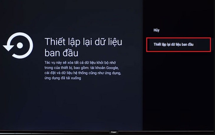 Khởi động lại tivi Casper để khắc phục lỗi mất tiếng