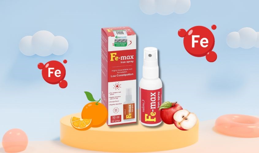 Valens Fe-max bổ sung sắt, hỗ trợ tạo máu hương cam, 50 ml dạng xịt (từ 0 tháng)