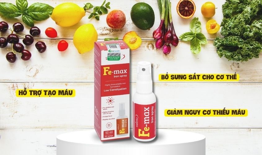 Lọ xịt Valens Fe-max bổ sung sắt, hỗ trợ tạo máu 50 ml (từ 1 tuổi)