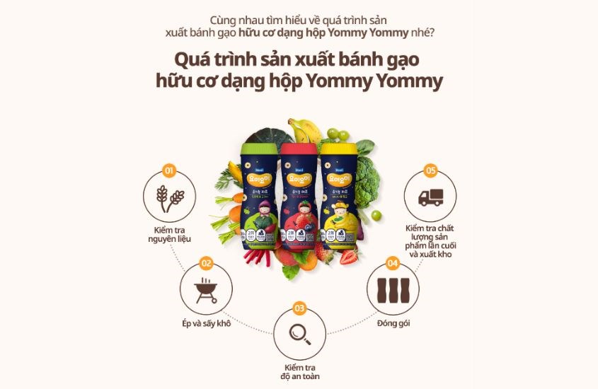 Bánh gạo ăn dặm Maeil được sản xuất theo quy trình hiện đại và khép kín