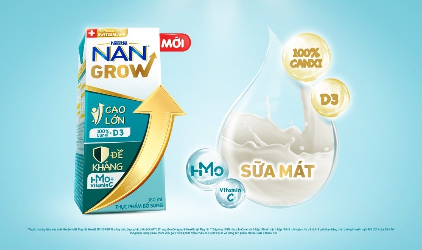 Lốc 4 hộp sữa pha sẵn Nestlé Nan Grow 180 ml (từ 1 tuổi)