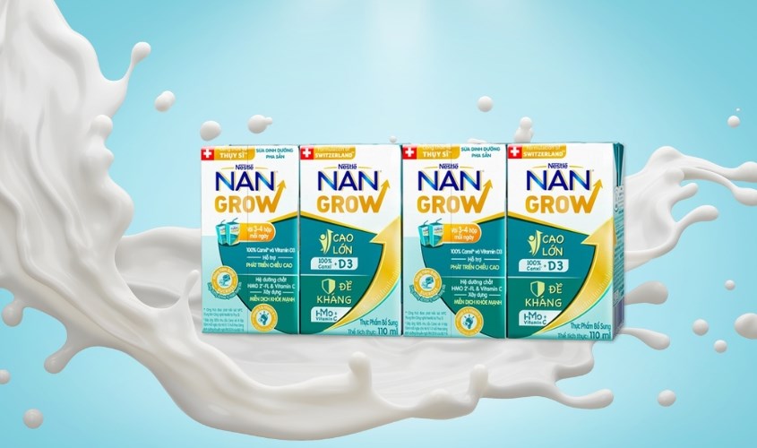 Lốc 4 hộp sữa pha sẵn Nestlé Nan Grow 110 ml (từ 1 tuổi)