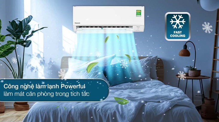 Công nghệ làm lạnh Powerful trên máy lạnh 1 chiều giúp làm mát căn phòng nhanh chóng