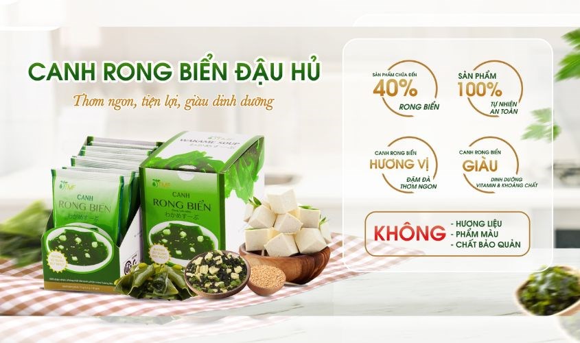 Canh dưỡng sinh rong biển Tâm Minh chứa 40% rong biển, không sử dụng bột ngọt