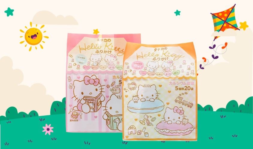 Gia vị rắc cơm 5 vị Tanaka Foods Hello Kitty túi 20 gói 40g (từ 1 tuổi)