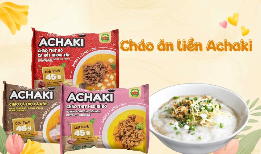 Cháo ăn liền Achaki dinh dưỡng, tiện lợi