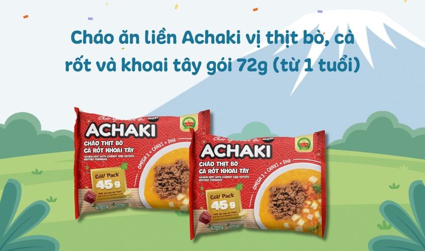 Cháo ăn liền Achaki vị thịt bò, cà rốt và khoai tây gói 72g (từ 1 tuổi)