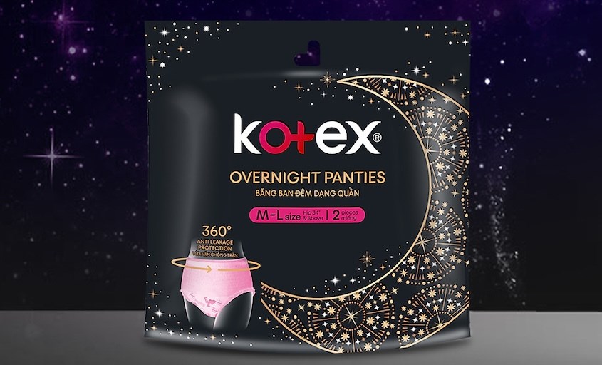 Băng quần ban đêm Kotex 360° chống tràn hiệu quả cho mọi tư thế ngườiủ