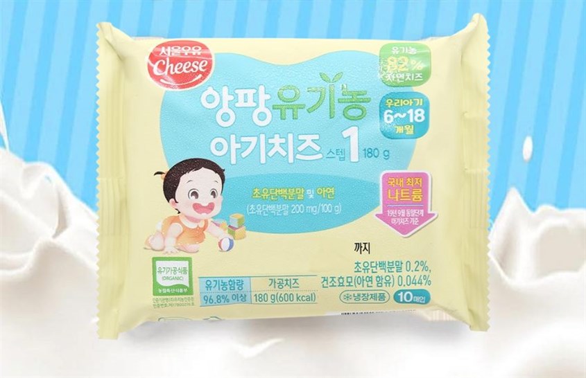 Phô mai hữu cơ tách muối Seoul Milk Step số 1 gói 10 lát 180g