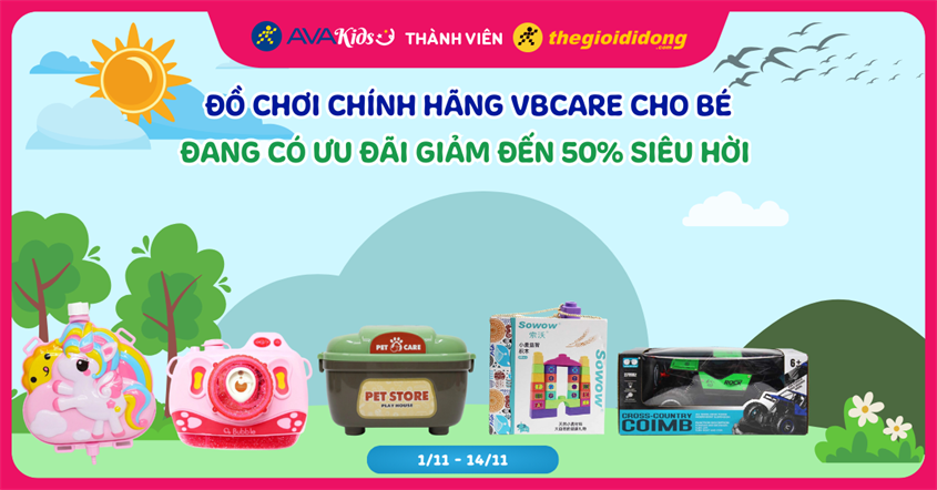 Đồ chơi chính hãng VBCARE - An toàn cho bé đang có ưu đãi giảm từ 30% - 50%. Mua hàng ngay nhé!