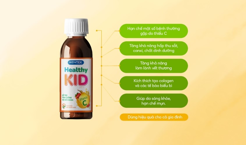 Siro Kentek Healthy Kid Vitamin C mang lại nhiều công dụng hữu ích