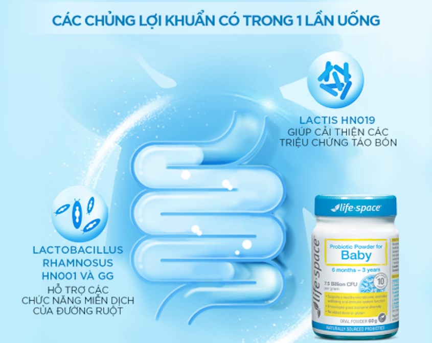 Men vi sinh Life Space Baby bổ sung lợi khuẩn đường ruột 60g (0 - 3 tuổi)