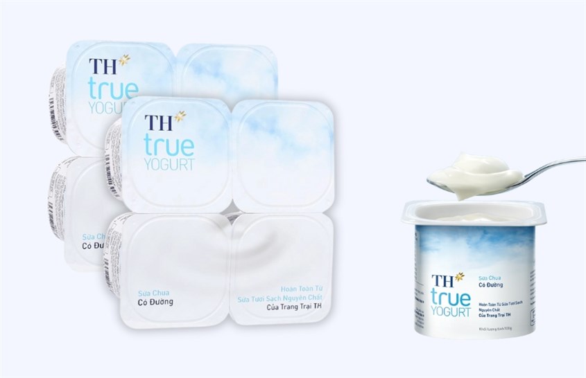 Lốc 4 hộp sữa chua có đường TH true YOGURT 100g
