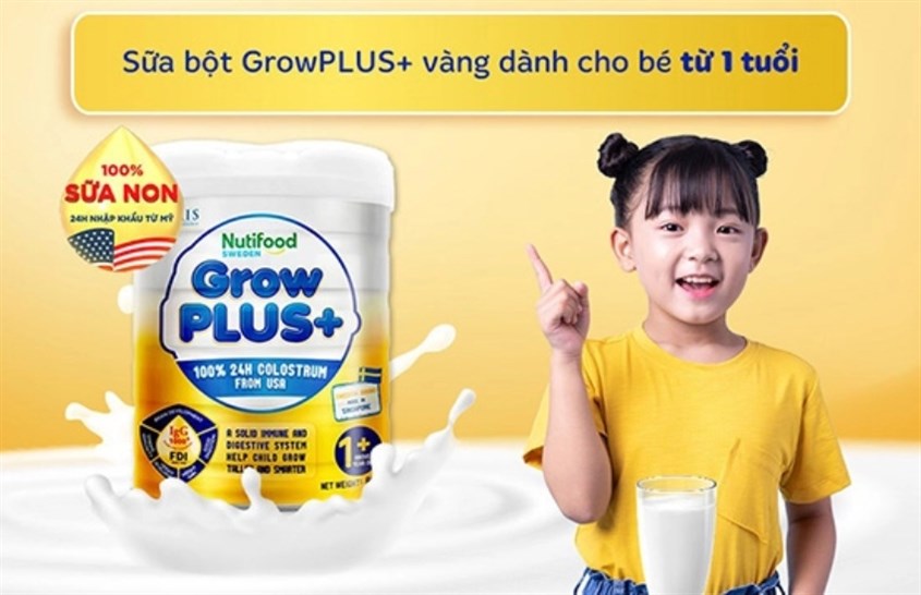 Sữa bột Nutifood GrowPLUS+ vàng (sữa non) hương vani 800g