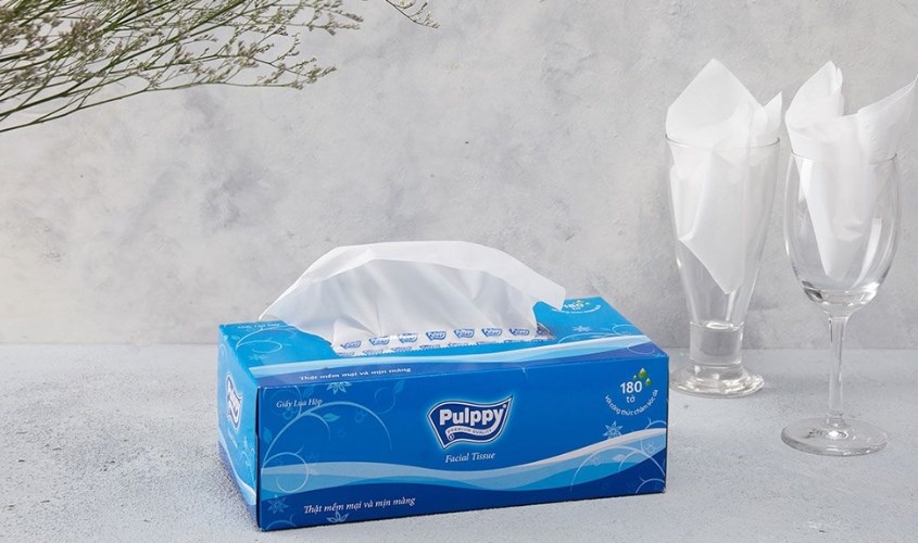 Khăn giấy Pulppy được sản xuất từ bột giấy nguyên chất
