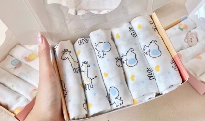 Set 5 cái khăn sữa cotton Bessla - Hình thú