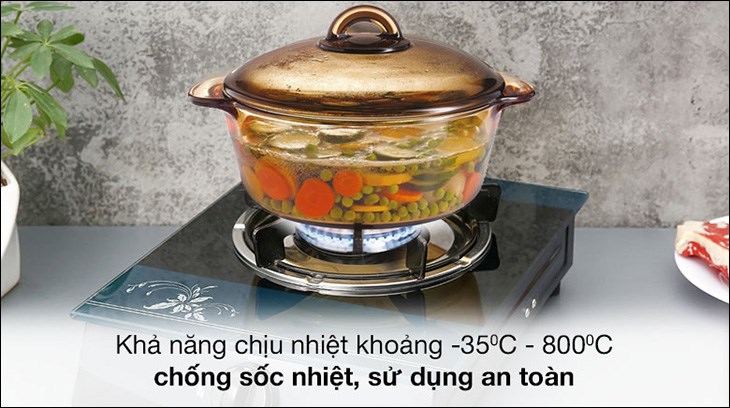 Nồi thủy tinh nắp thủy tinh 19 cm Luminarc Amberline Granite 1.5 lít có cấu tạo trong suốt, dễ dàng quan sát thức ăn bên trong