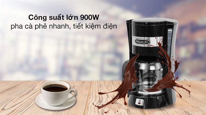 Máy Pha Cà Phê Delonghi ICM15210.1 với công suất hoạt động 900W, pha nhanh từ 2 - 10 tách cà phê