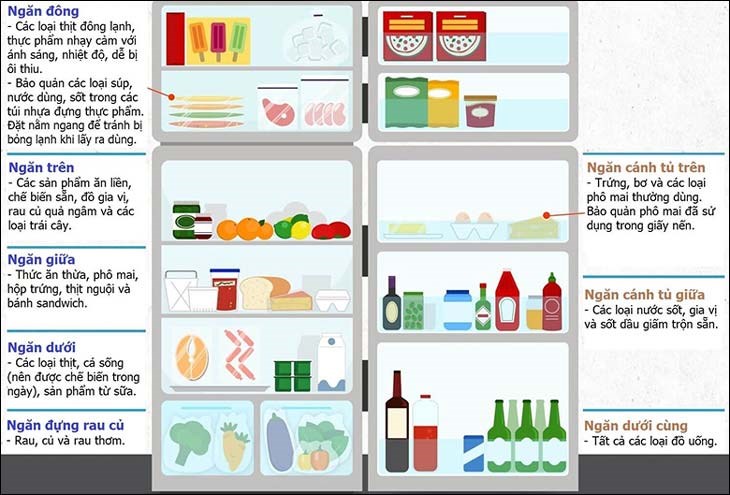Sắp xếp thực phẩm khoa học giúp tủ bảo quản thực phẩm tốt và hoạt động hiệu quả hơn