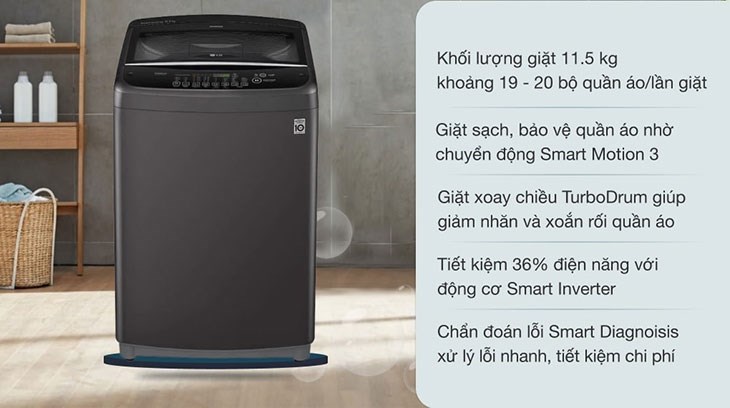 Máy giặt LG Inverter 11.5 kg T2351VSAB phù hợp sử dụng cho gia đình trên 7 người