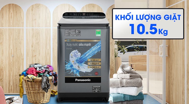 Máy giặt Panasonic Inverter 10.5 Kg NA-FD10AR1BV có khối lượng giặt 10.5 kg, phù hợp gia đình trên 7 thành viên 