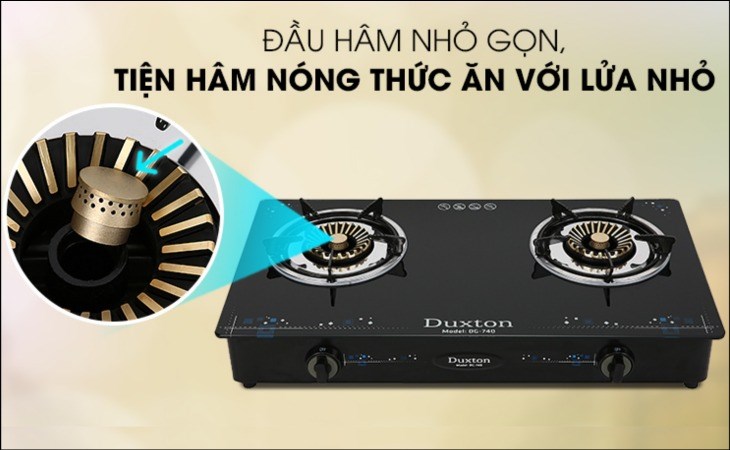 Bếp ga đôi Duxton DG-740 có đầu hâm, thuận tiện cho việc hâm nóng thức ăn