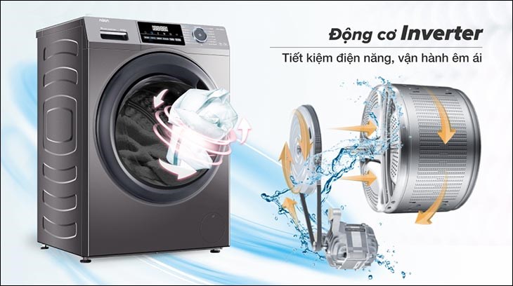 Máy giặt Aqua Inverter 9 kg AQD-A902G S tích hợp Inverter giúp cải thiện hiệu suất giặt và tiếng ồn khi vận hành Máy giặt Aqua Inverter 9 kg AQD-A902G S tích hợp Inverter giúp cải thiện hiệu suất giặt và tiếng ồn khi vận hành