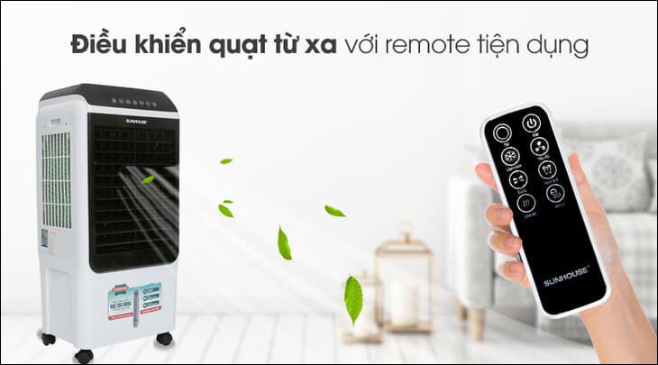 Quạt điều hòa Sunhouse SHD7727 được trang bị remote điều khiển từ xa tiện dụng