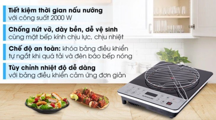 Bếp hồng ngoại Sunhouse SHD 6005(EMC) có cảnh báo mặt bếp nóng