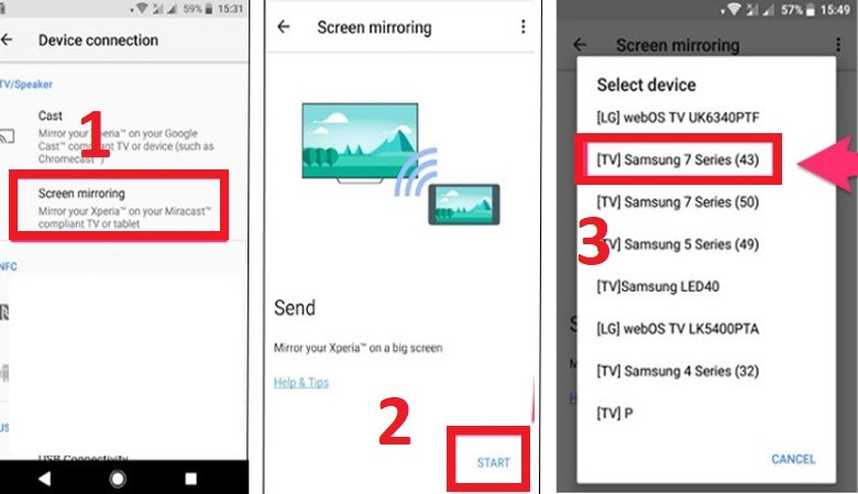 Cách kết nối Screen Mirroring với tivi Samsung đời 2018 trở lên.