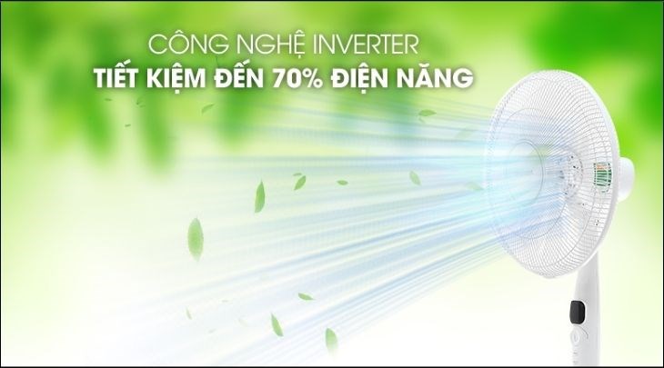 Quạt đứng Toshiba DC inverter F-LSD10(W)VN sở hữu chức năng Inverter giúp bạn sử dụng quạt tiết kiệm đến 70% điện năng